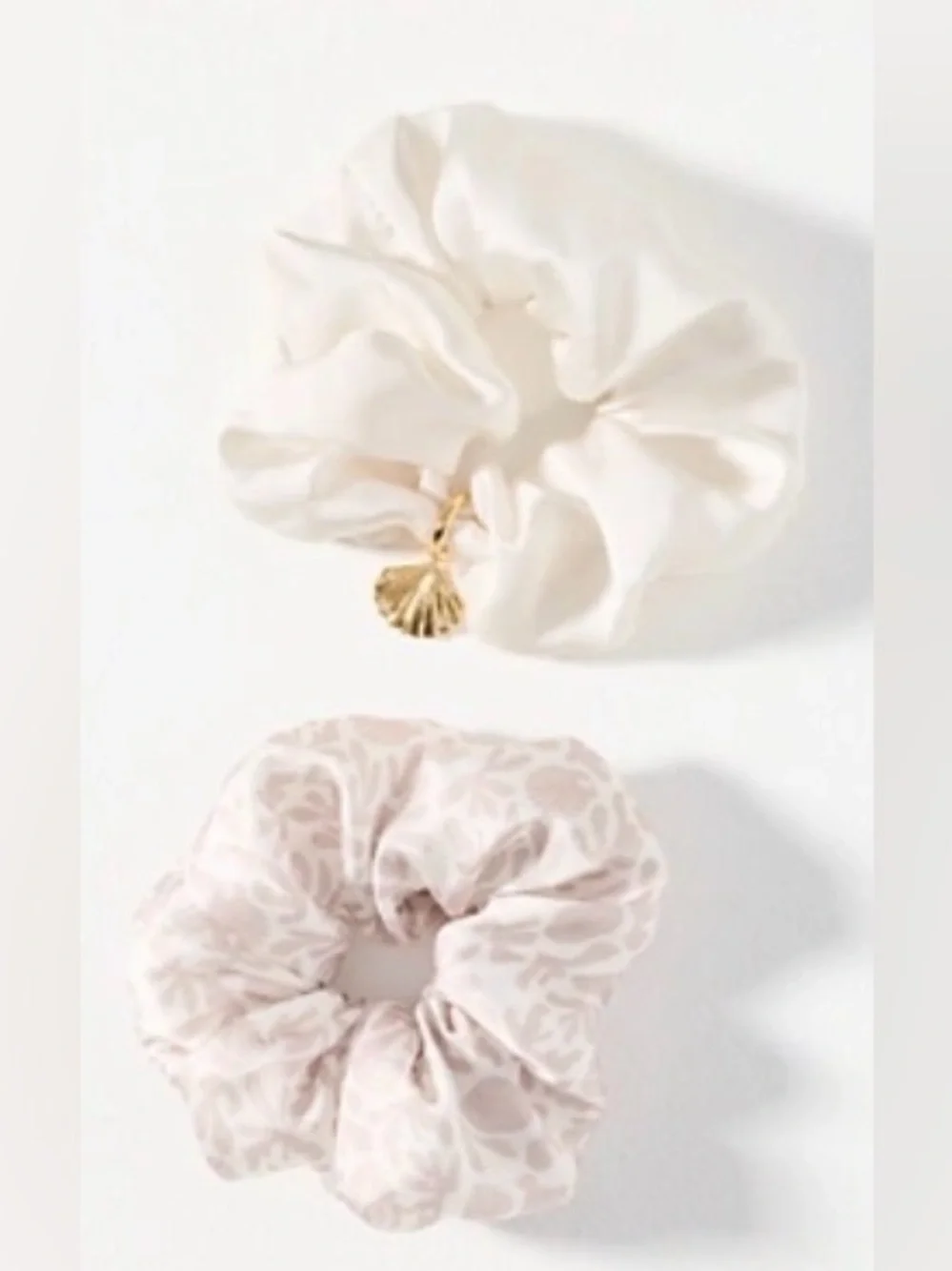 Anthropologie Frasier Sterling Satin Scrunchies, Set of 2. NWT